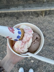 Raspberry Cheesecake and Brownie Batter Ice Cream from Aunt Carrie's